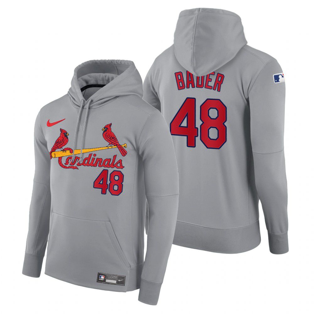 Men St.Louis Cardinals #48 Bader gray road hoodie 2021 MLB Nike Jerseys